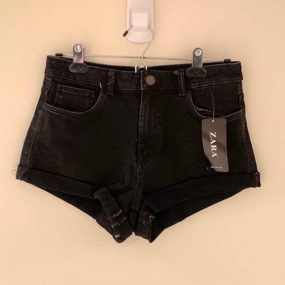 Zara Pants - NWT Zara black cuffed jean shorts size 6